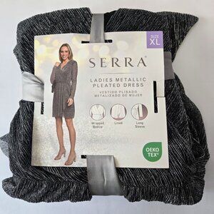 Serra pleated L/S metallic wrap dress‎ Size XL NWT